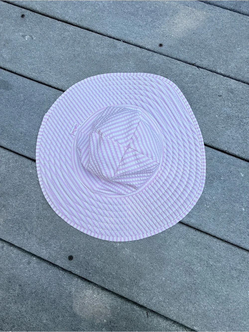 Ruffle Butts pink White Striped Wide Brim floppy Sun Hat